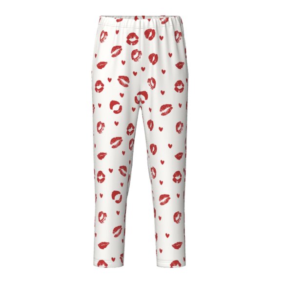 Xecao Lips Kiss Print Teenagers' Pajama Pants Long Sleep Pants Soft Elastic Waist Pajama Bottoms Elastic waist with 2 Pockets 5-16 Years-XS(5-6)