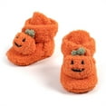 thumbnail image 3 of Baby Booties Halloween Pumpkin Booties Fleece Slippers Soft Newborn Crib Shoes Prewalkers, 3 of 9