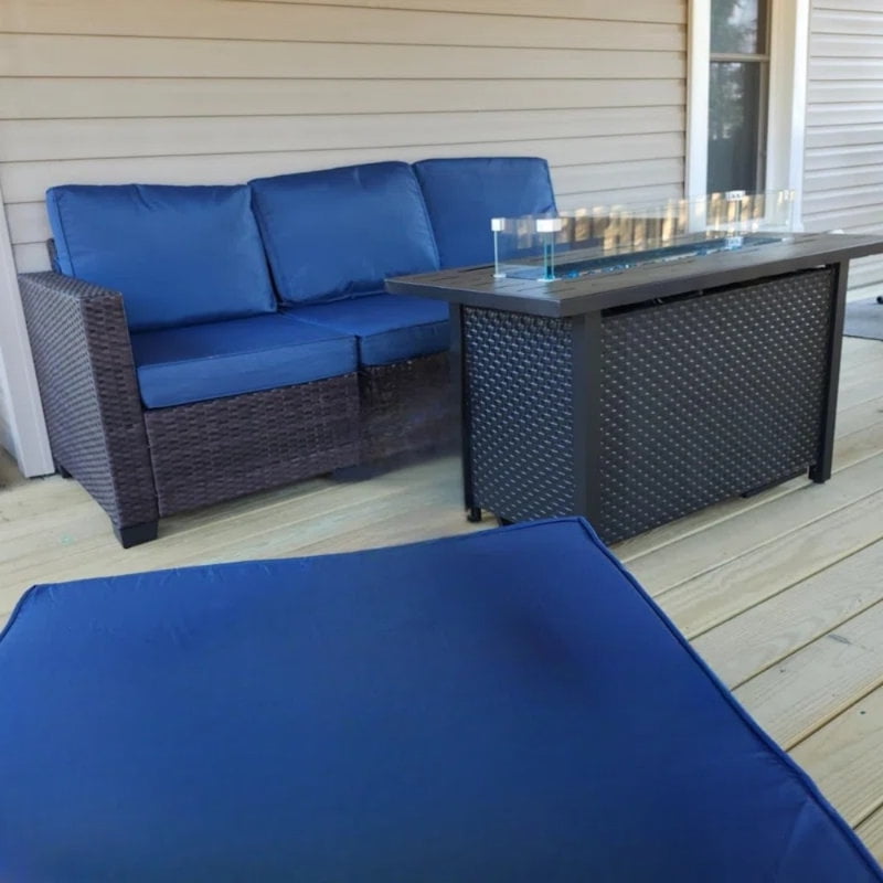 45 inch Propane Fire Pit Table,50000 BTU Gas Fire Pits Table with Lid & Lava Rock & Waterproof Cover, Outdoor Propane Firepit for Dining or Party, Outside, Patio, Garden, Yard