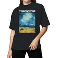 thumbnail image 2 of Starry Yellowstone Bison Night Graphic Women's Black T-Shirt, 2 of 3