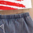 thumbnail image 5 of Summer Girls One Shoulder Star Spangled Flag Printed Denim Skirt Set, 5 of 8