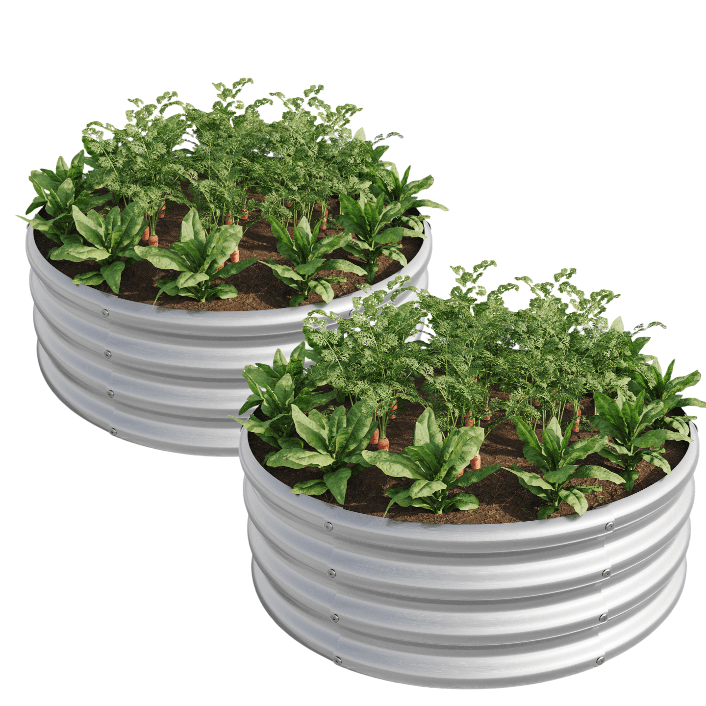 AsterOutdoor Tall Round Raised Garden Bed Planter Box Galvanized Metal 11.4 in Height / 110 Gallon Capacity, 2 pcs