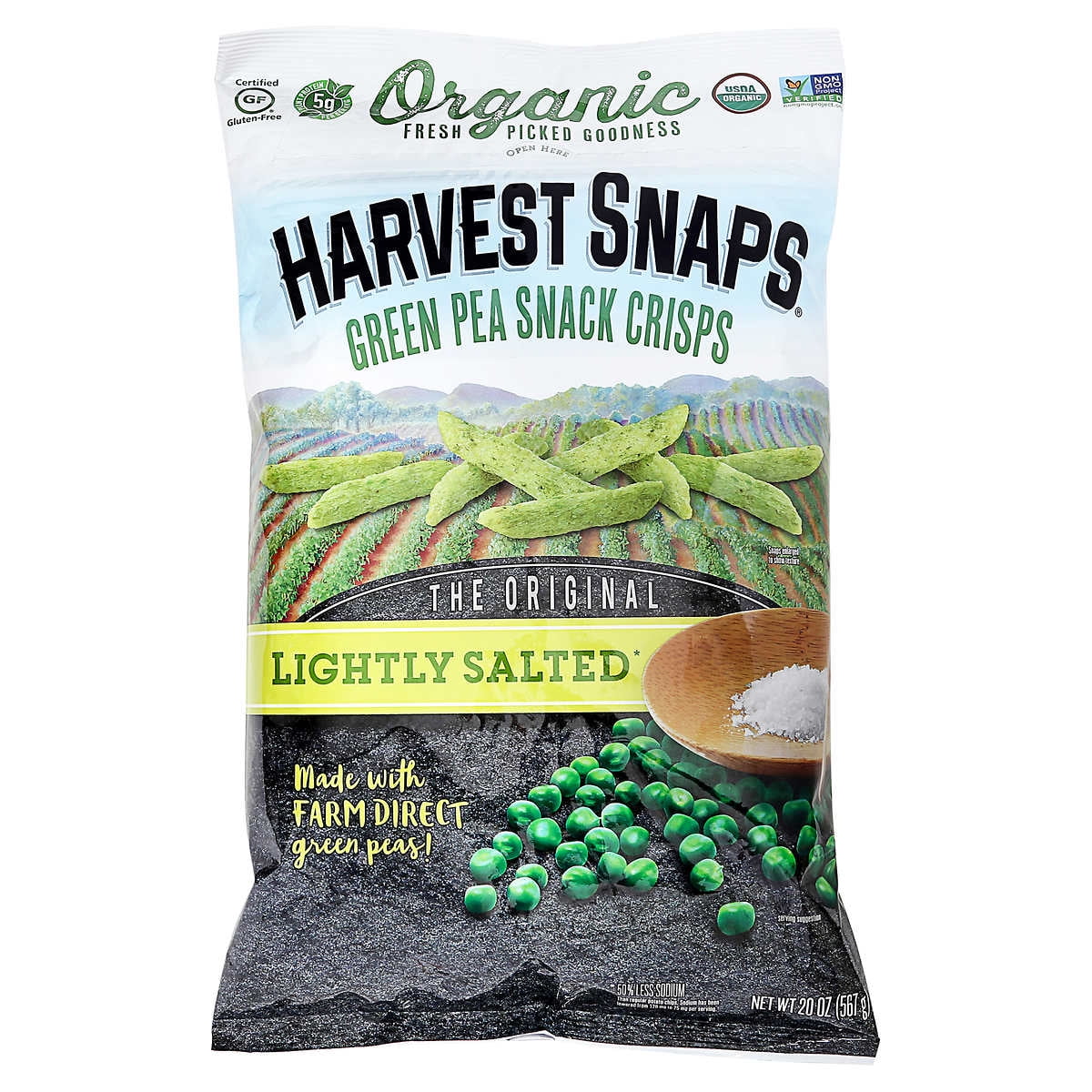 Harvest Snaps Organic Green Pea Snack Crisps, Lightly Salted, 20 oz