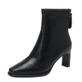 thumbnail image 2 of Women’s High Block Heel Back Zipper Ankle Booties, Elegant Dress Short Boots, Fashion Comfort Heeled Ankle Boots for Party Office Women Black 6, 2 of 7