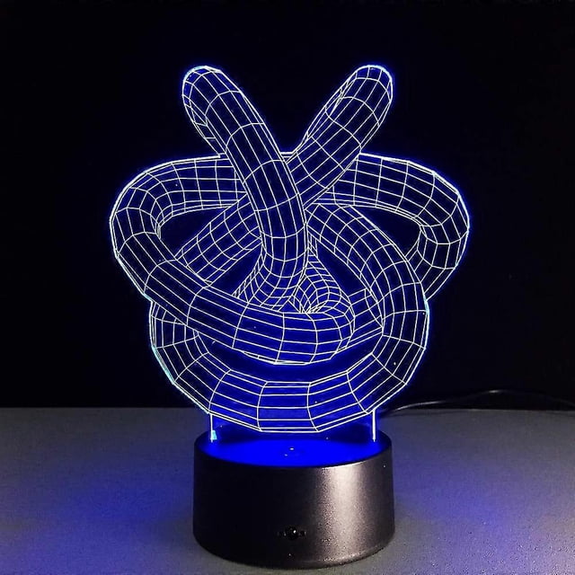 Lámpara LED 3D con doble nudo de amor, círculos abstractos, forma de espiral, ilusión, 7 colores cambiantes.
