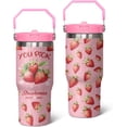 thumbnail image 2 of Strawberry Cup 30oz,Strawberry Lovers Gifts for Women Funny Birthday Gift for Youth Kids Travel Coffee Mug Cup Stainless Steel Tumbler with Handle, 2 of 6