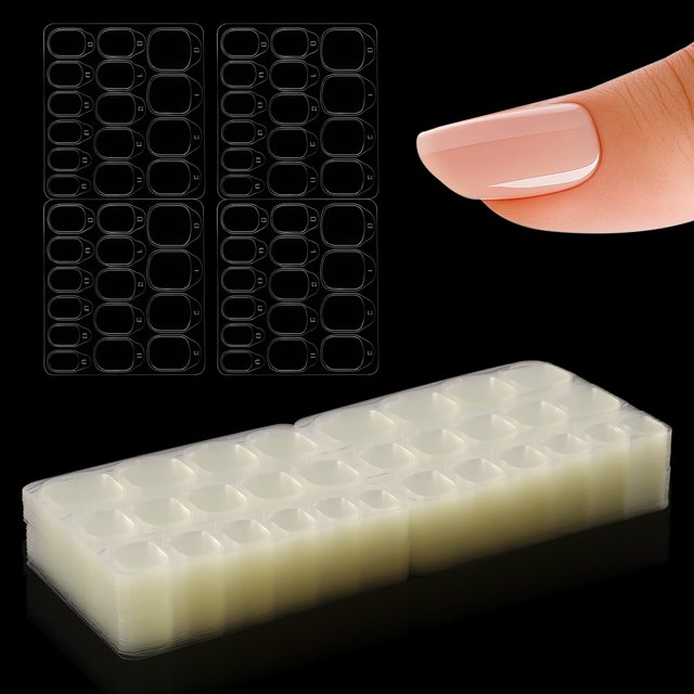 Pestañas adhesivas para uñas Asofelk, 600 piezas, transparentes, ultrafinas