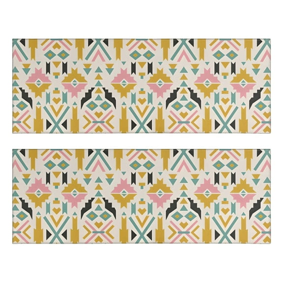 Kitchen Rugs Sets Of 2,Multicolor Ethnic Geometric Pattern Anti Fatigue Kitchen Mat Rugs Non Slip Washable,Decorative Kitchen Floor Mats for Kitchen,Sink,Laundry,17"X47"