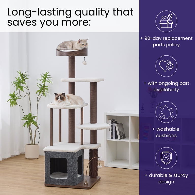 Catry® Trinity 5-Level Cat Tree with Washable Beds, Recycled Paper