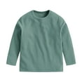 thumbnail image 4 of Povozer Toddler Baby Girl Thick Crewneck Tops Girls Cotton Long Sleeve T-Shirt(Green,3-4Y), 4 of 4