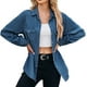 thumbnail image 1 of Camisa vaquera de primavera para mujer: estilo oversize boyfriend, botones, bolsillos en el pecho, aberturas laterales. Ideal para combinar en primavera y otoño., 1 of 7
