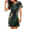 thumbnail image 2 of Fotbe Cute Saucerman With Big Eyes Pattern Women's Cotton Nightgown Sleepwear Short Sleeves Shirt Casual Print Sleepdress, 2 of 6
