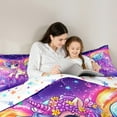 thumbnail image 5 of Homewish Colorful Lovely Unicorn 7-Piece Twin Bedding Sets,Starry Sky Bedding Comforter Set,Cartoon Rainbow Wings Sheet Sets For Girls Kids,Luxury Bedroom Decor Reversible, 5 of 9