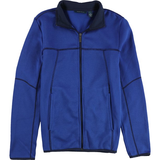 Perry Ellis suéter de punto con cremallera completa para hombre, azul, grande
