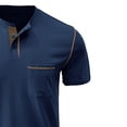 thumbnail image 3 of GLESTORE Henley Shirts for Men Casual Stylish Button up Shirts Short-Sleeve Henley Collar Navy M, 3 of 4