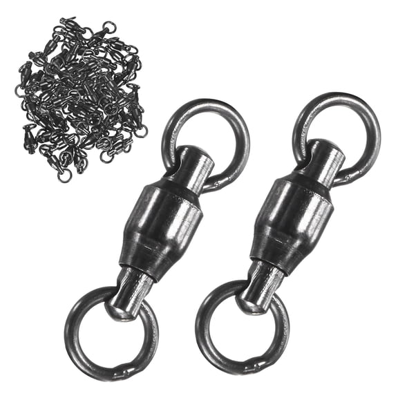Uxcell 50-Pack Ball Bearing Fishing Swivels, 0# 0.59In (15mm) Stainless Steel Lure Leader Line Connector for Fishing [Black]