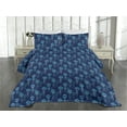 thumbnail image 2 of Ambesonne Marine Quilted Coverlet 3 Pcs, Pattern Nautical Jellyfish, Queen Size, Sea Blue Indigo, 2 of 4