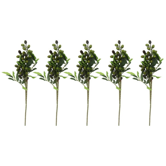 5 piezas de bayas artificiales, tallos de bayas artificiales, decoración para sala de estar, oficina, verde