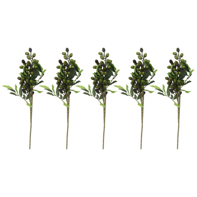 5 piezas de bayas artificiales, tallos de bayas artificiales, decoración para sala de estar, oficina, verde