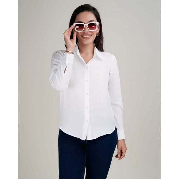 harshiv enterprise women's crepe fabric solid full sleeve shirt