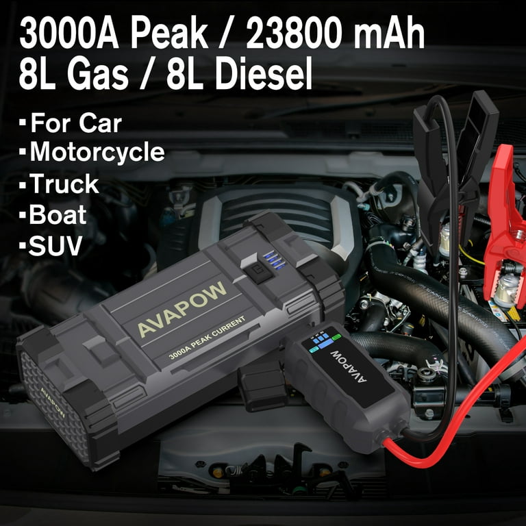 AVAPOW Car Battery Jump Starter Portable,3000A Peak 23800mAh,12V Jump Boxes  for Vehicles 
