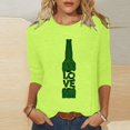 thumbnail image 2 of Pompotops T-Shirt d'Été Décontracté pour Femmes Imprimé Bière Col Rond Manches 3/4 Ample en Solde, 2 of 5