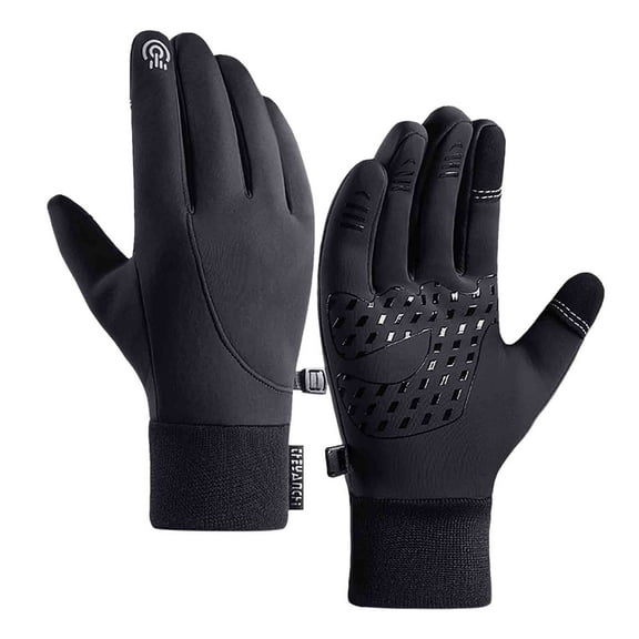 Hvmvliv Winter Gloves Men Outdoor Touchs Screen Warm Gloves with Thermal Soft Knit Lining Windproof Water-Proof Hiking Skiing Non-Slip Winter Warm Gloves Black