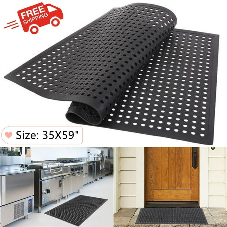 150x90 cm Eco-Friendly Rubber Anti-Fatigue Kitchen Bar Floor Mat Bar Kitchen  Industrial Multi-Functional Anti-Fatigue Drainage Rubber Non-Slip Hexagonal  Mat 