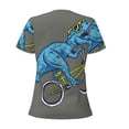 thumbnail image 6 of Fuzoiu Fun Riding Dinosaur Print Women's V-Neck T-Shirt,Women's Short Sleeve Top, Comfortable for Work, Leisure, and Sports, 6 of 7