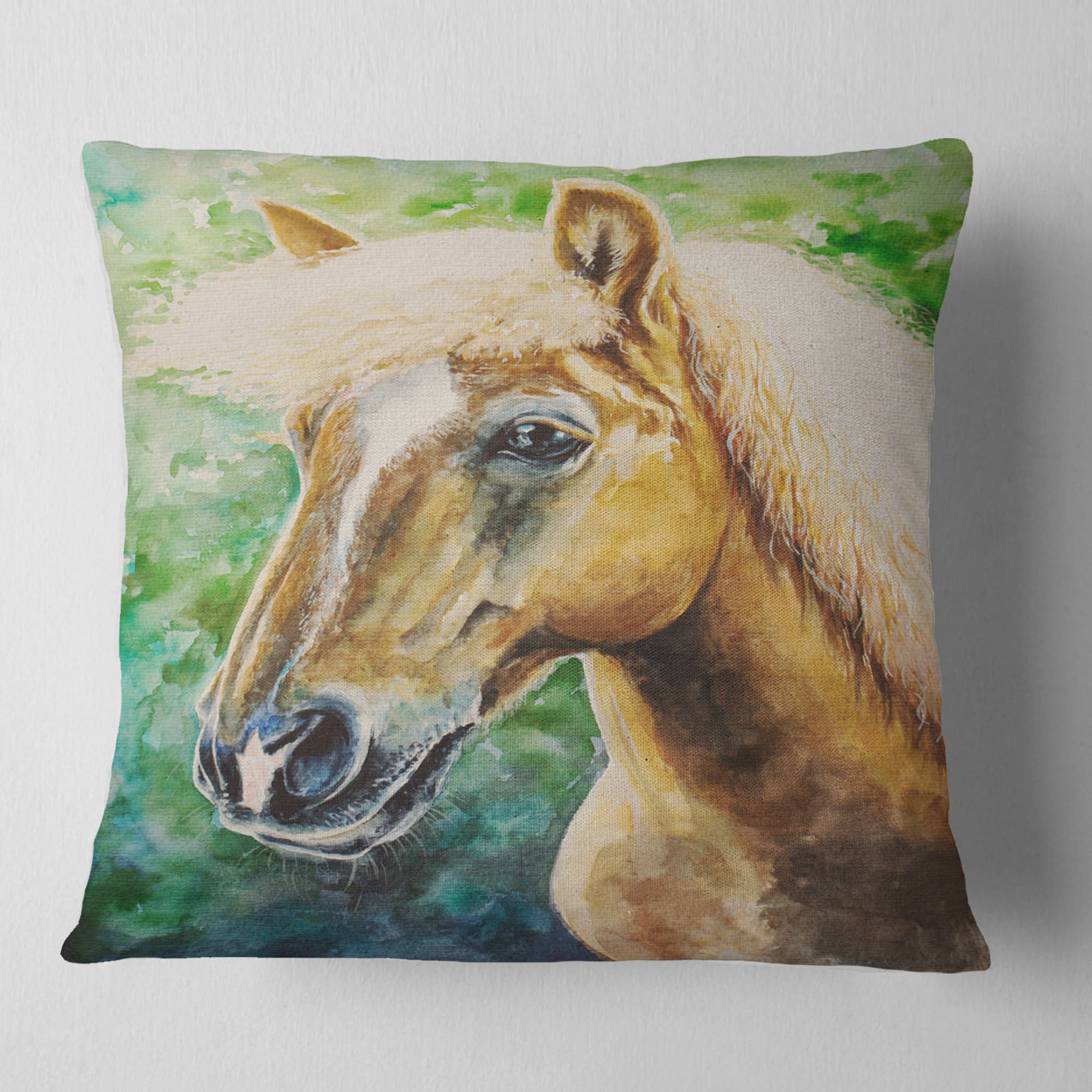 Designart Large Hafliner Horse - Abstract Throw Pillow - 18x18