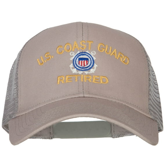 US Coast Guard Retired Embroidered Solid Cotton Mesh Pro Cap - Grey OSFM