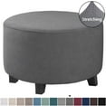 thumbnail image 1 of Gray Spandex Jacquard Round Ottoman Cover (Medium), 1 of 5