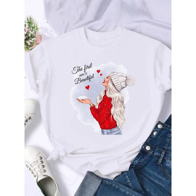 Camiseta con estampado de feliz navidad para mujer, ropa de vacaciones de los años 90, camisetas de año nuevo, camiseta gráfica, regalo de tendencia, 2025