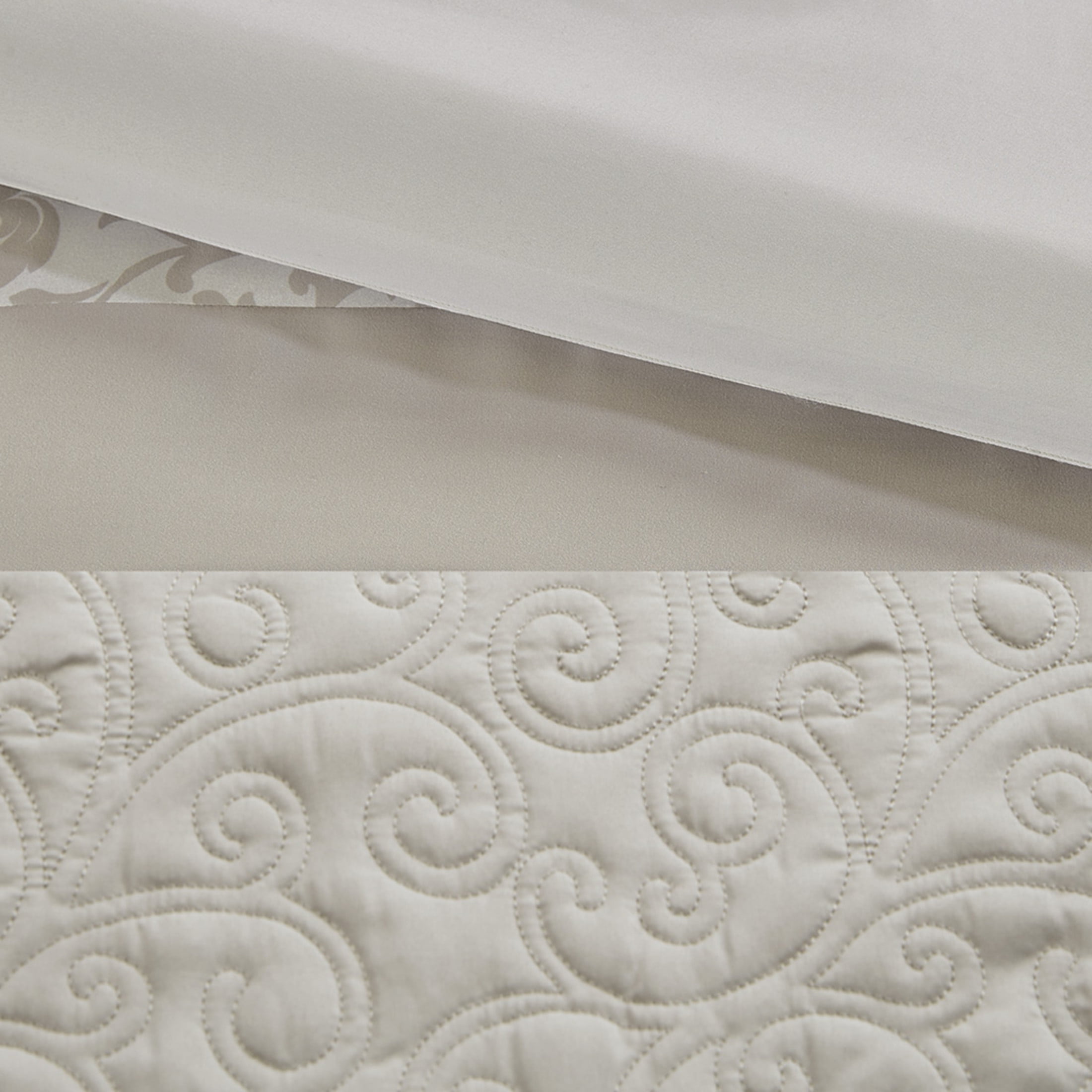 GDF Studio 8-Piece Luxury Embroidered Comforter Set, Quilted California King Size Bedding, Neutral