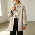 thumbnail image 4 of Levmjia Women's Casual Trench Coat Lapel Collar Long Sleeve Button Down Plaid Lined Jacket Fall Fashion Outerwear with Pockets, 4 of 7