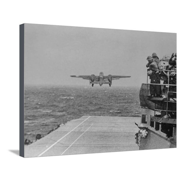 Doolittle Raid On Tokyo B 25 Leaves Uss Hornet Stretched Canvas Print Wall Art Walmart Com Walmart Com