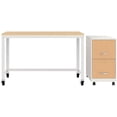 thumbnail image 1 of Space Solutions Home Office Metal Desk and Storage Set -  White / Maple, 1 of 13