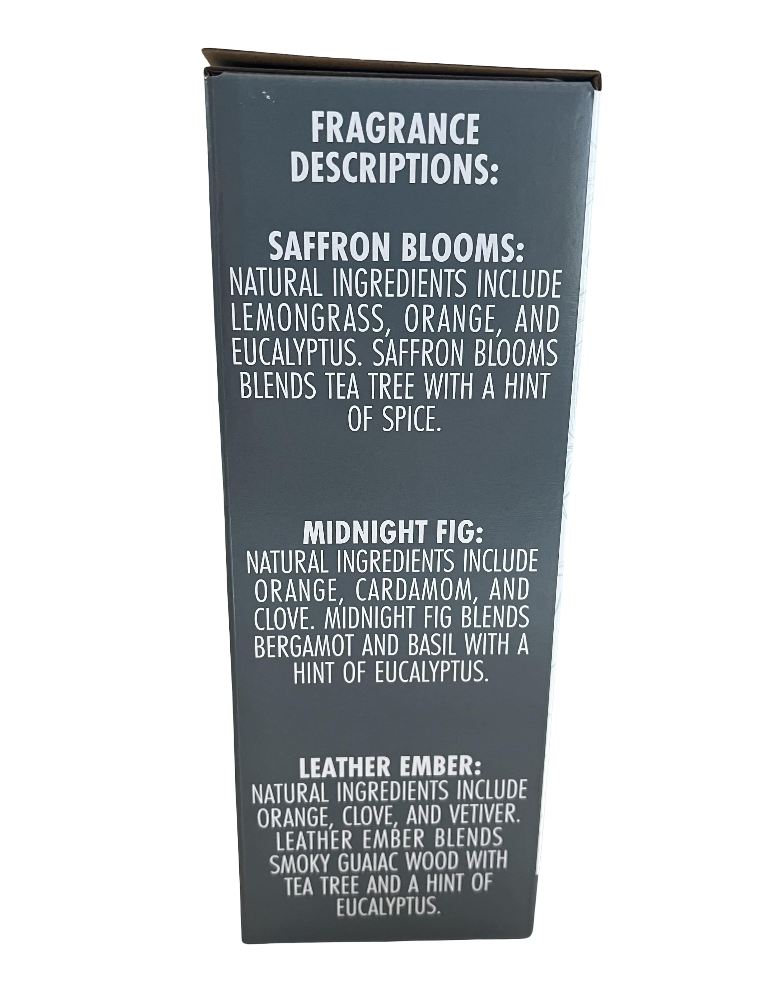 Bellevue Reed Diffuser Set Variety, 6 Fluid Ounce (8 Reeds Included) - Saffron Blooms, Midnight Fig, Leather Ember