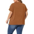 thumbnail image 3 of NOMADIC NOOK Women's Plus Size Work Pleated Short Sleeve Round Neck Tulip Sleeves Blouses, 3 of 5