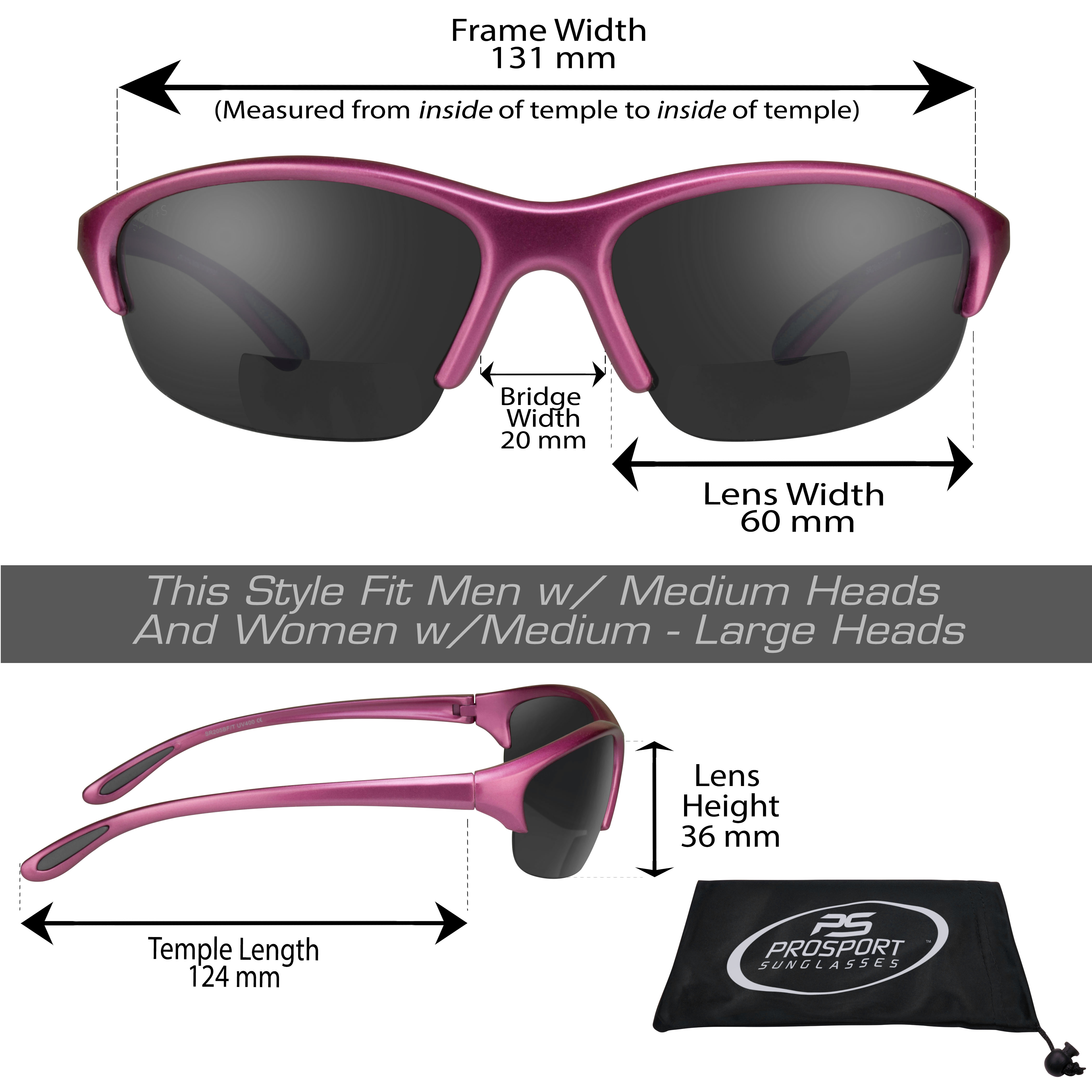 proSPORT BIFOCAL Safety Sunglass Reader Pink Semi Rimless Frame Women - image 2 of 6