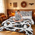 thumbnail image 3 of Homewish Happy Halloween King Bedding, Cartoon Spooky Animal King Bed in a Bag, Black White Orange, Pumpkin Bat Reversible 7 Pieces, 3 of 7