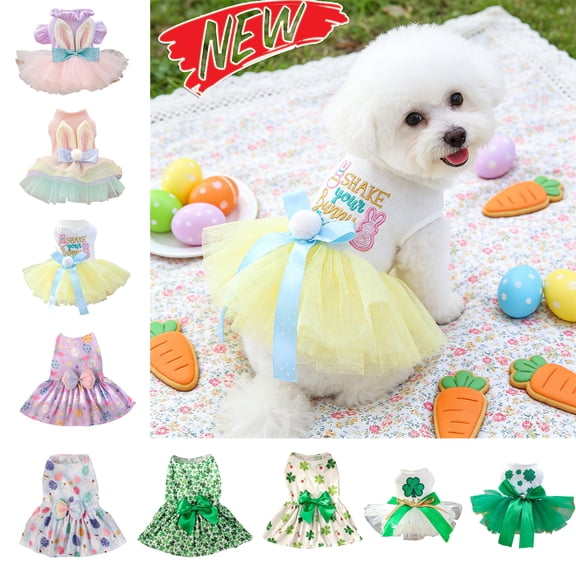 Tarmeek Easter Decorations Dog Clothes, Cat & Dog Holiday Outfits, Easter Bunny Multi-Layer Mesh Skirt, Available in S-XL Sizes Cat Dog Clothes for Easter Deocr