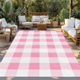 thumbnail image 3 of Fsddascl Pink Checkered Outdoor Rug for Patio/Deck/Porch, Non-Slip Large Area Rug 5 x 8 Ft, Pink White Buffalo Plaid Indoor Outdoor Rugs Washable Area Rugs, Reversible Camping Rug Carpet Runner, 3 of 5