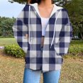 thumbnail image 1 of ICHUANYI Clearance Women's Casual Printed Zippered Long Sleeved Hooded Sweater Jacket Top(Dark Blue, S) ICHUANYI WER2023081513261, 1 of 6