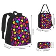 thumbnail image 2 of Disketp Colorful Hearts Large Capacity Backpack Lunch Bag Pencil Case Combination 3 Piece Set for Student, 2 of 7