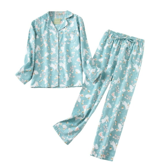 ZHENHONG Pajamas for Women, Flannel Pajamas Set Brushed Cotton Button Tops Pants Sleepwear Set Cozy Warm Winter Loungewear, Women's Sleepwear Black