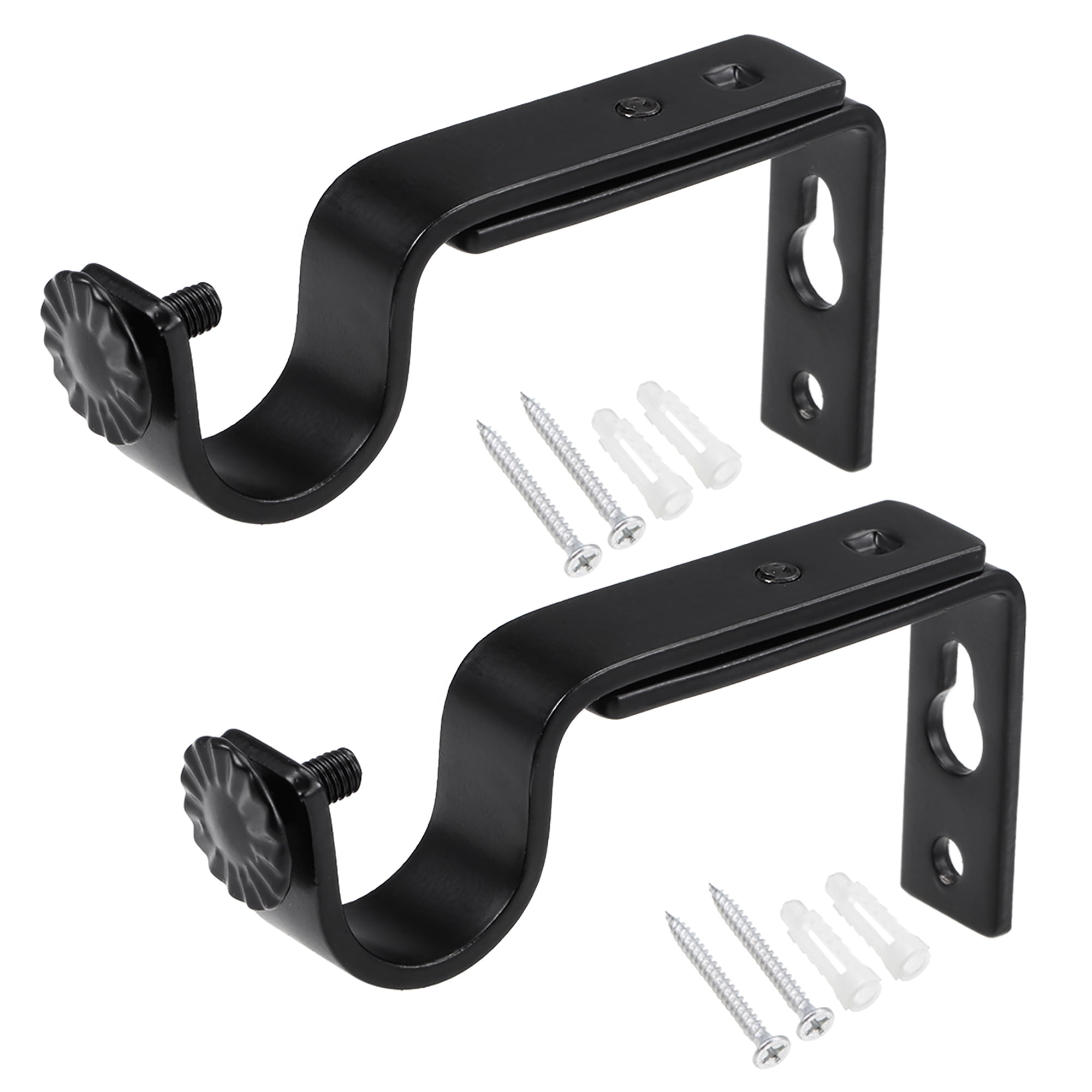 Uxcell 94x46x16mm Curtain Rod Bracket Iron Painting Black 2 Pack