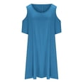 thumbnail image 1 of Yuyuzo Robes pour Femmes Grande Taille à Épaules Dénudées à Manches Courtes Col Ras du Cou Robe Mini Robe T-Shirt Décontractée avec Poches, 1 of 5