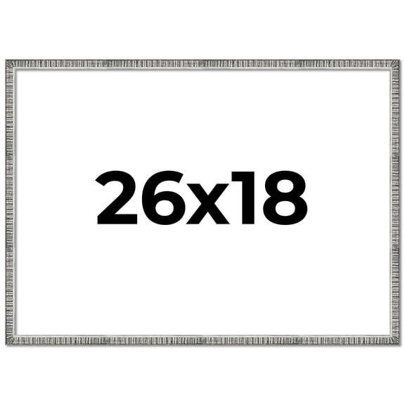 26x18 Frame Silver Grey Distressed Solid Wood Picture Frame | 0.75 Inch Moulding Width | Interior