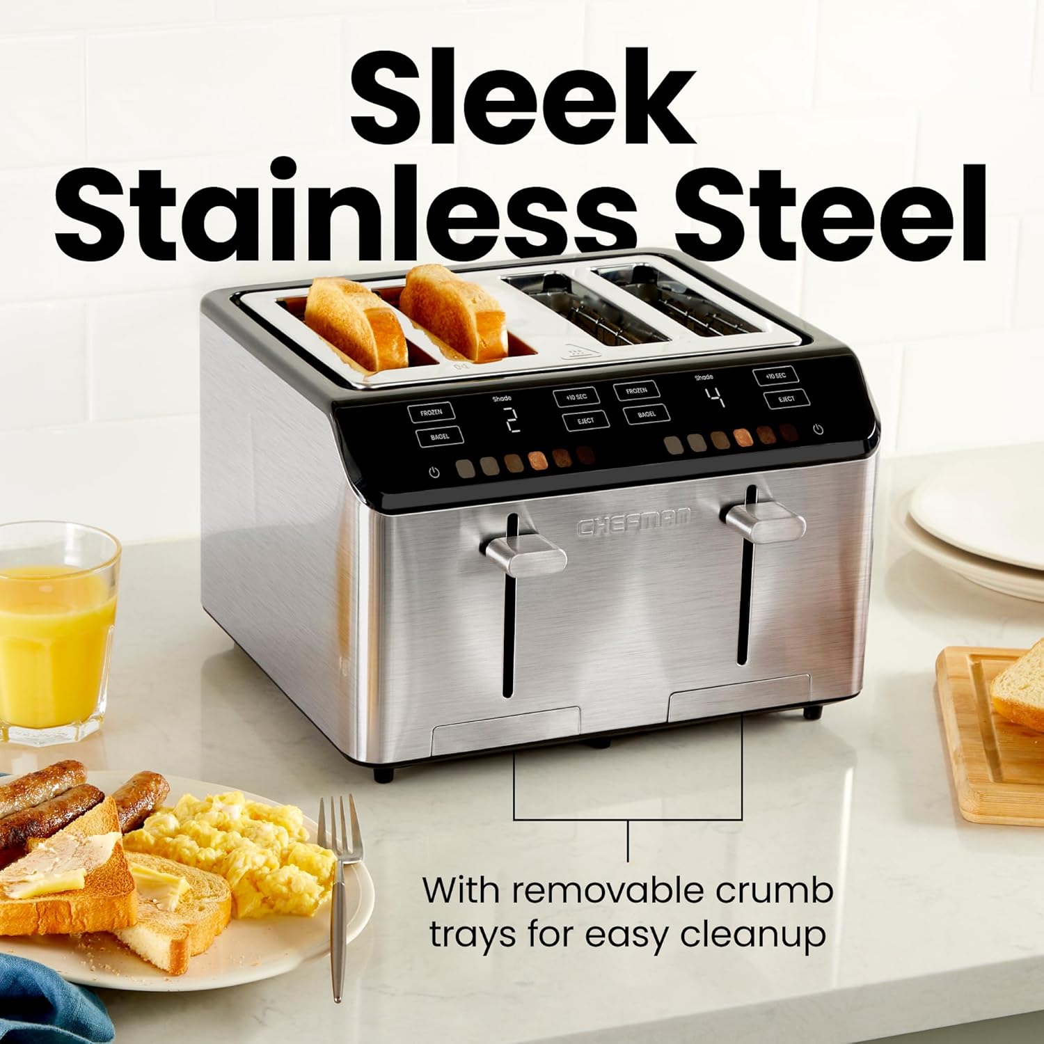 Chefman 4-Slice Touchscreen Toaster, Stainless Steel photo 4